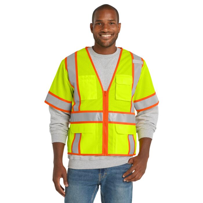 ® Ansi 107 Class 3 Surveyor Mesh Zippered Two Tone Short Sleeve Vest Thumbnail