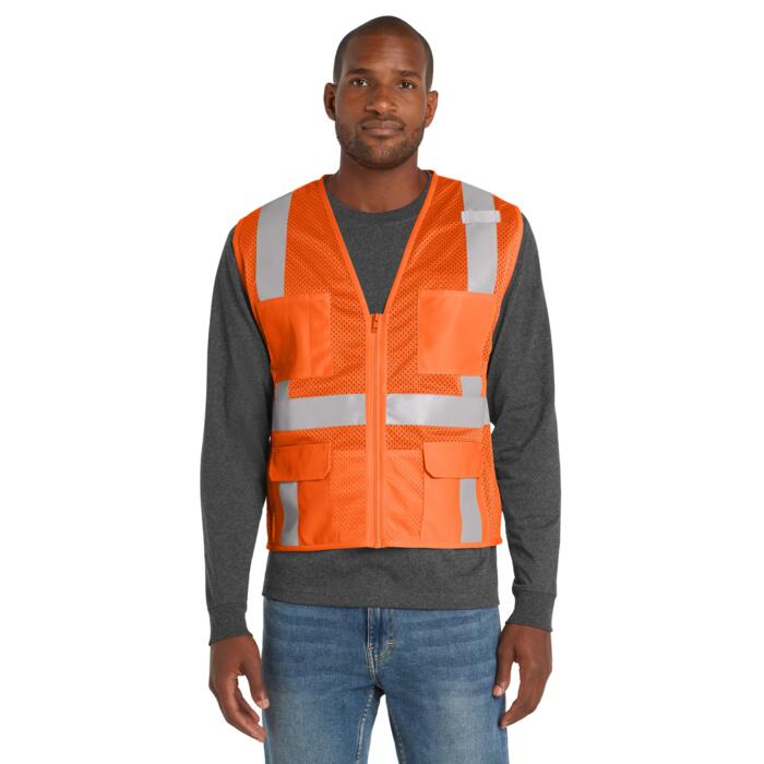 ® Ansi 107 Class 2 Mesh Six Pocket Zippered Vest Thumbnail