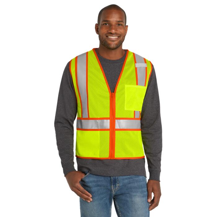 ® Ansi 107 Class 2 Mesh Zippered Two Tone Vest Thumbnail