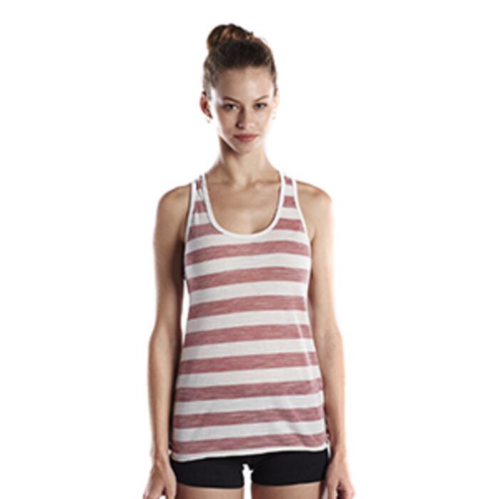 Ladies' 3.8 oz. Striped Slub Racer Tank Thumbnail